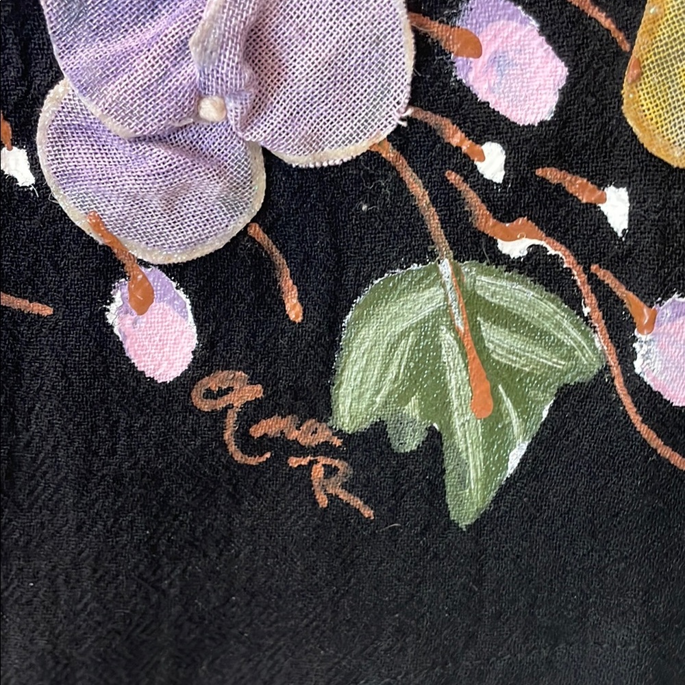 Vintage Ana Rosa Black Cap Sleeve Blouse with Floral Details - Picture 6 of 8